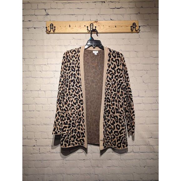 J. Crew soft no closure animal print cardigan all - Picture 1 of 4